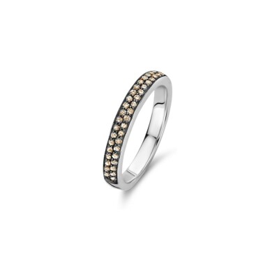 Bague One More Ischia Basic en or blanc et diamants bruns