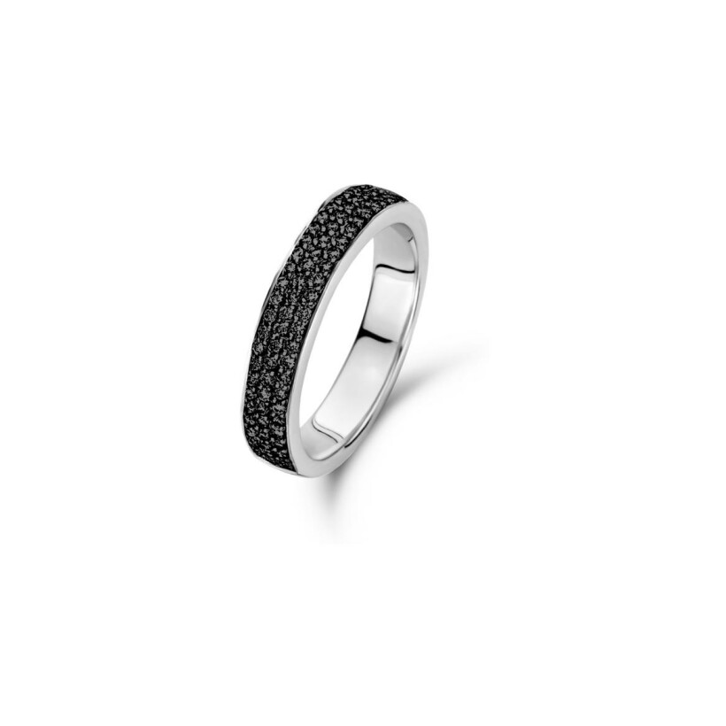 Bague One More Ischia Basic en or blanc et diamants noirs