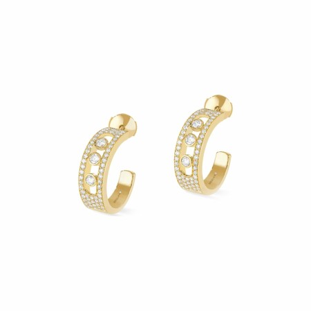 Boucles d'oreilles créoles Messika pavées MM en or jaune et diamants