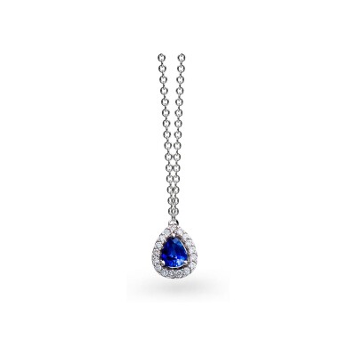 Collier One More Salina en or blanc, diamants et saphir bleu