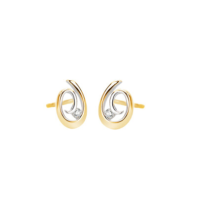 Boucles d'oreilles en or jaune, or blanc et diamant