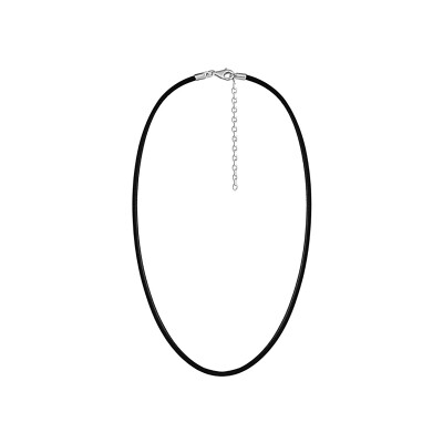 Cordon en cuir et argent rhodié