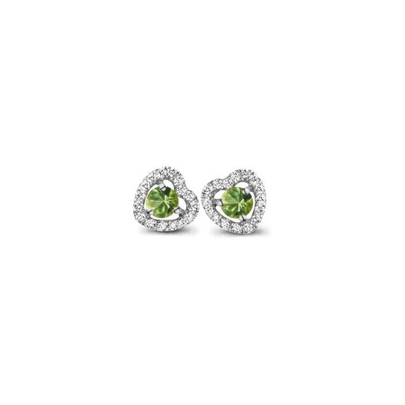 Puces d'oreilles One More Salina en or blanc, diamants et saphirs verts