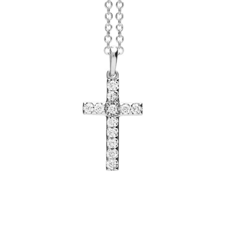 Pendentif croix One more Ischia Basics en or blanc et diamants