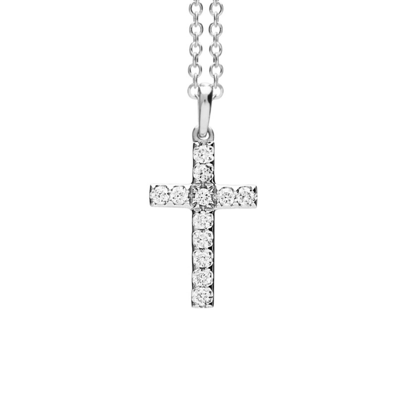 Pendentif croix One more Ischia Basics en or blanc et diamants