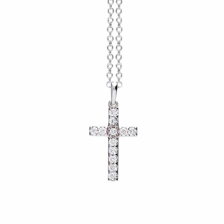 Pendentif One More Ischia basics croix en or blanc et diamants