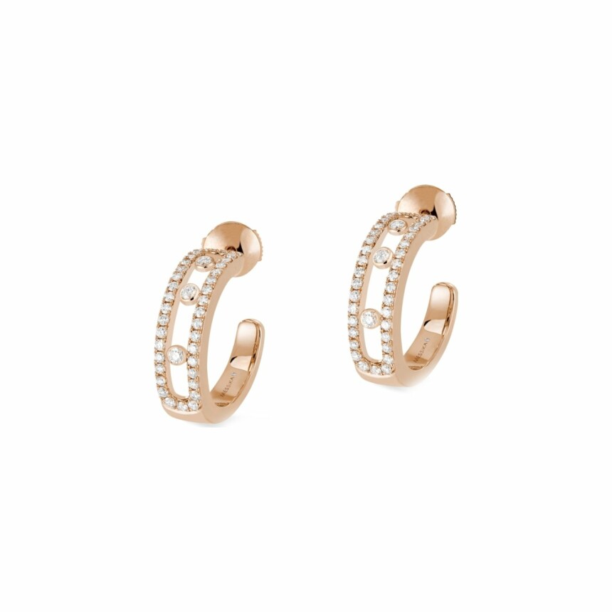 Messika Move Classique creole pave earrings, rose gold, diamonds