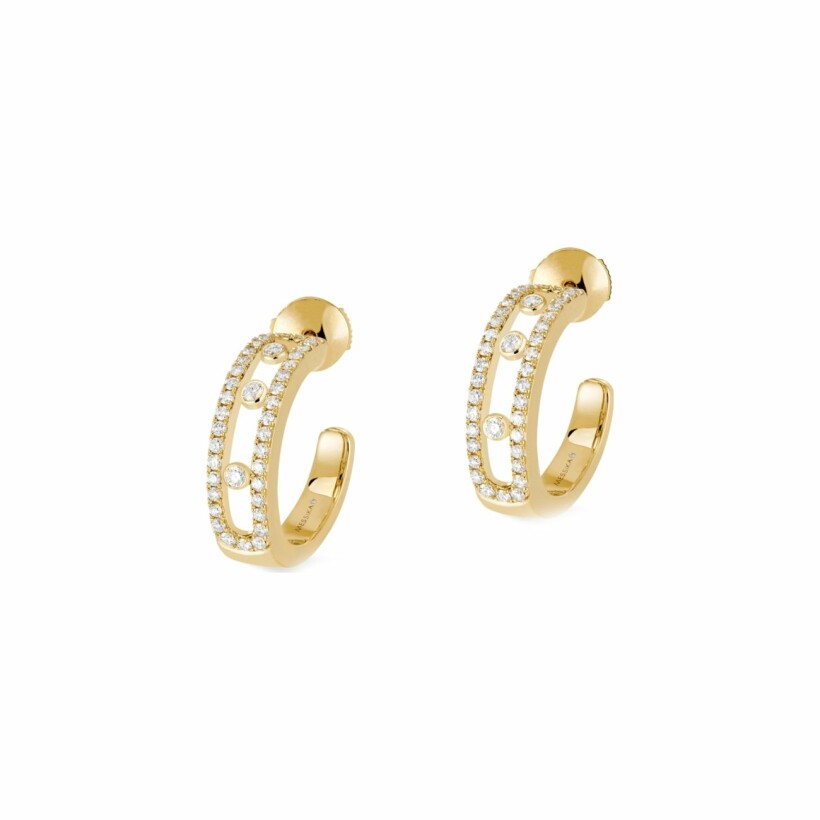 Messika Move Classique creole pave earrings, yellow gold, diamonds