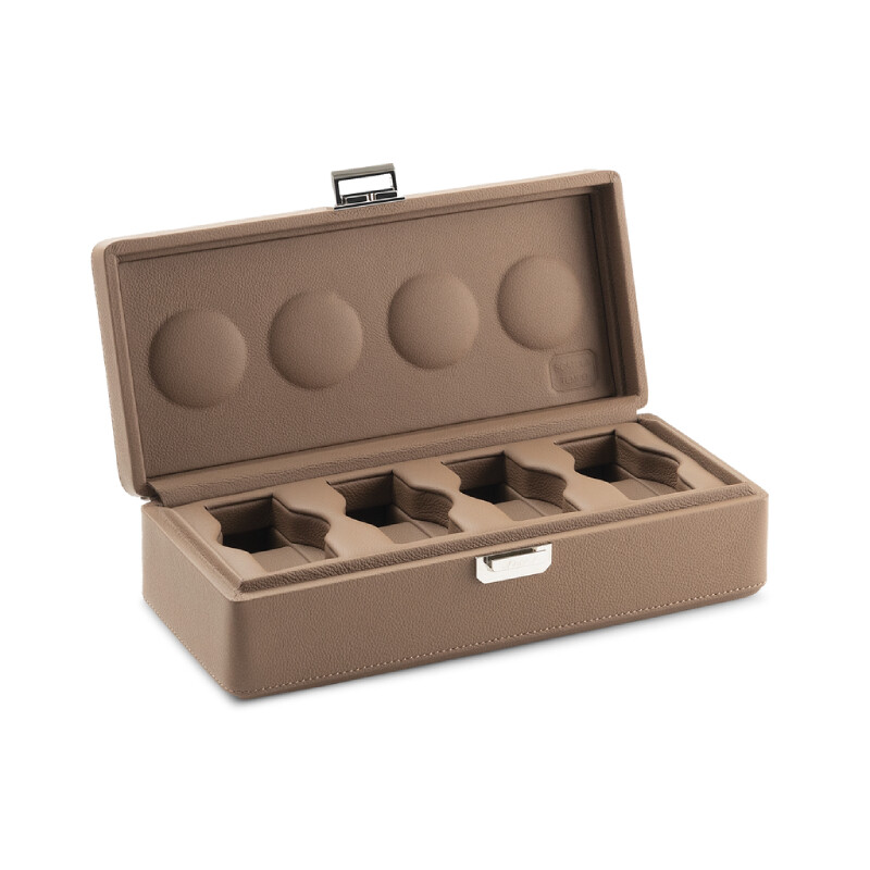 Scatola del Tempo case for 4 watches, in chestnut leather