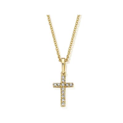 Pendentif croix One more Ischia Basics en or jaune et diamants