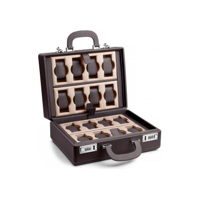 Valise Scatola del Tempo pour 16 montres, en cuir bicolore