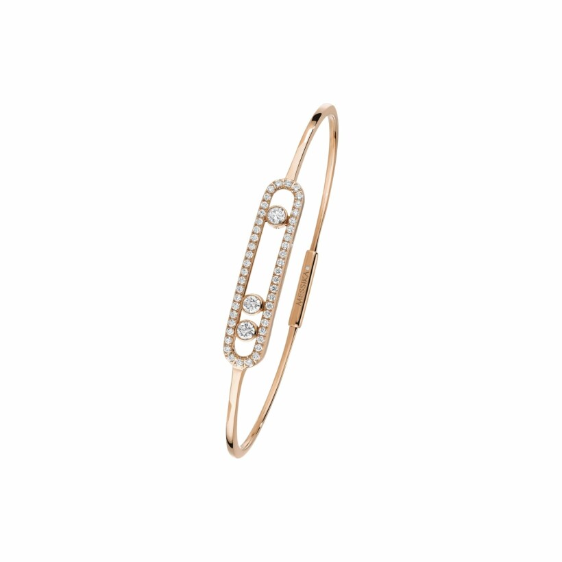 Bracelet bangle Messika Move pavé en or rose et diamants