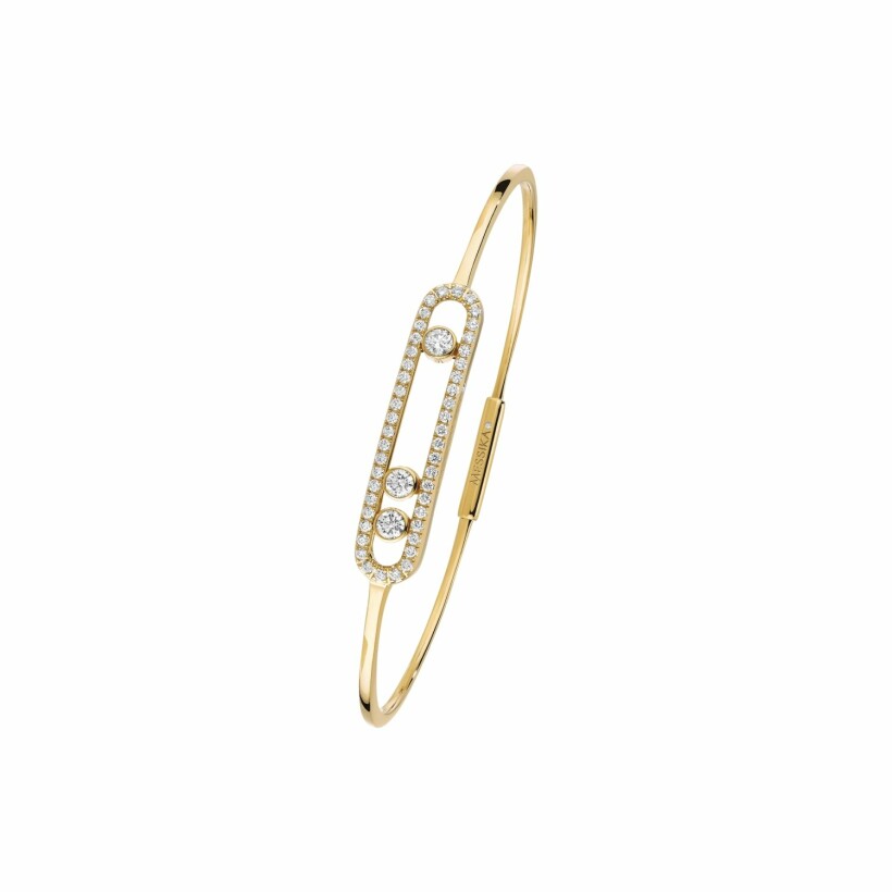 Bracelet bangle Messika Move pavé en or jaune et diamants