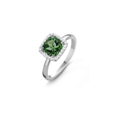 Bague One More Etna en or blanc, diamants et tourmaline verte