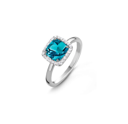 Bague One More Etna en or blanc, topaze london blue et diamants