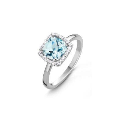 Bague One More Etna en or blanc, topaze sky blue et diamants