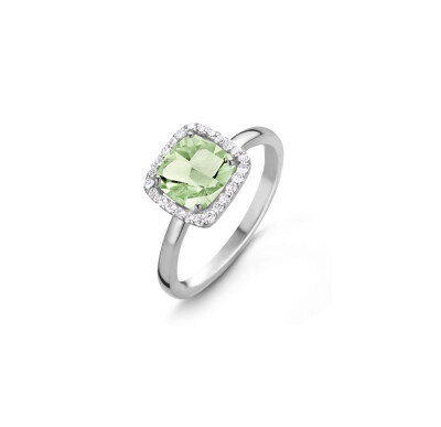 Bague One More Etna en or blanc, diamants et prasiolite