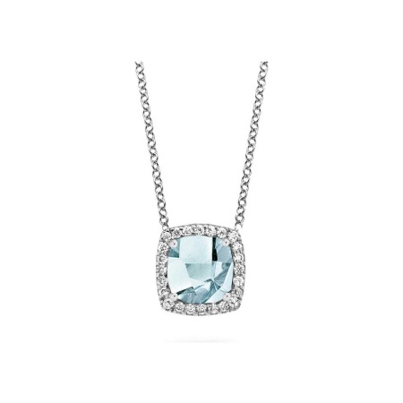 Collier One More Etna en or blanc, topaze sky blue et diamants