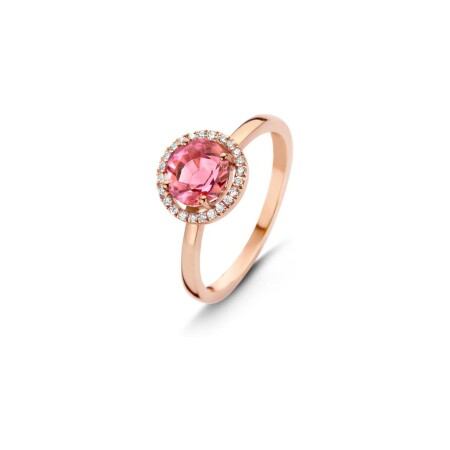 Bague One More Etna en or rose, diamants et tourmaline rose