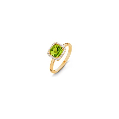 Bague One More Etna en or jaune, diamants et péridot