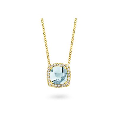 Collier One More Etna en or jaune, topaze bleue sky blue et diamants