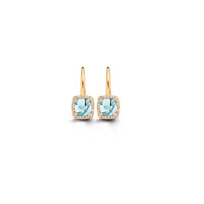 Boucles d'oreilles One More Etna en or jaune, topaze bleue sky blue et diamants