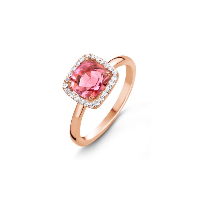 Bague One More Etna en or rose et tourmaline et diamants, taille brilliant