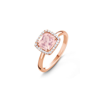 Bague One More Etna en or rose, diamants et quartz rose