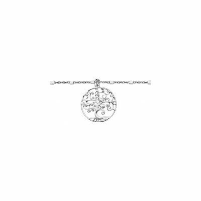 Chaine de cheville en argent rhodié, arbre de vie, 23+3cm