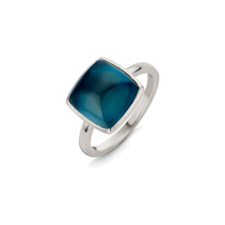 Bague One More Pantelleria en or blanc et topaze london blue sur nacre