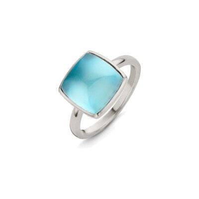 Bague One More Pantelleria en or blanc et topaze swiss blue sur nacre