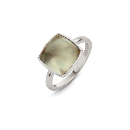 Bague One More Pantelleria en or blanc et prasiolite sur nacre