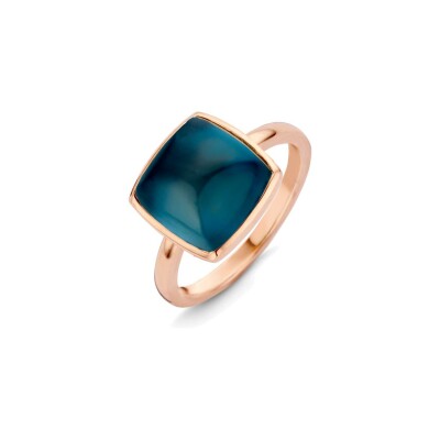 Bague One More Pantelleria en or rose et topaze london blue sur nacre