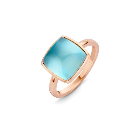 Bague One More Pantelleria en or rose et topaze swiss blue sur nacre