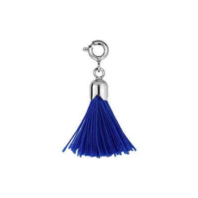 Pompom bleu en argent rhodié