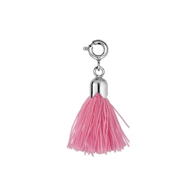 Pompom rose en argent rhodié