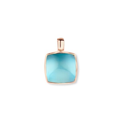 Pendentif One More Pantelleria en or rose et topaze swiss blue sur nacre