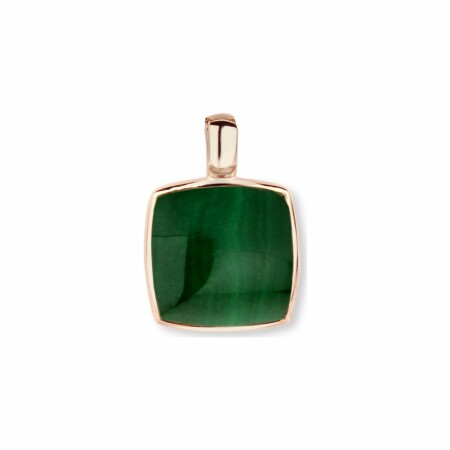 Pendentif One More Pantelleria en or rose et cristal de roche sur malachite