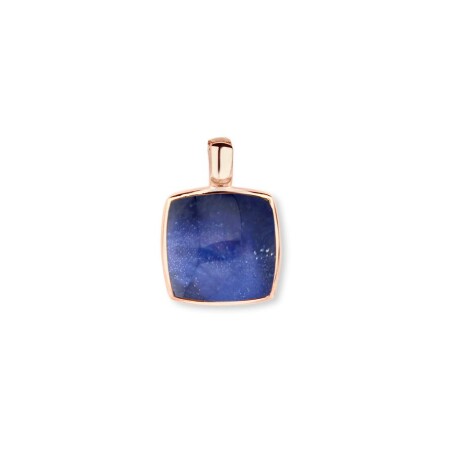 Pendentif One More Pantelleria en or rose, quartz et sodalite 