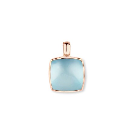 Pendentif One More Pantelleria en or rose et topaze sky blue sur nacre