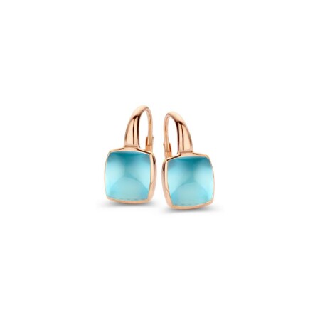 Boucles d'oreilles One More Pantelleria en or rose et topazes swiss blue sur nacres