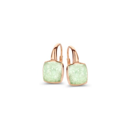 Boucles d'oreilles One More Pantelleria en or rose et cristaux de roches sur aventurines