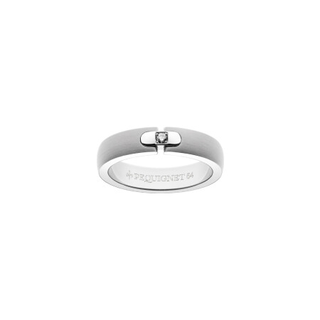 Alliance Pequignet Moorea en acier et diamant, largeur 4.5mm