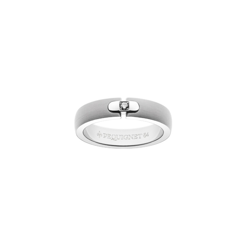 Alliance Pequignet Moorea en acier et diamant, largeur 4.5mm