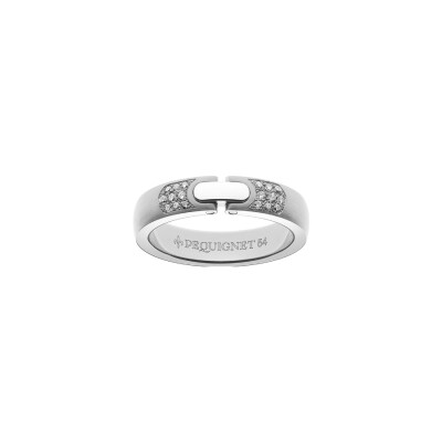 Alliance Pequignet Moorea en acier et diamants, largeur 4.5mm