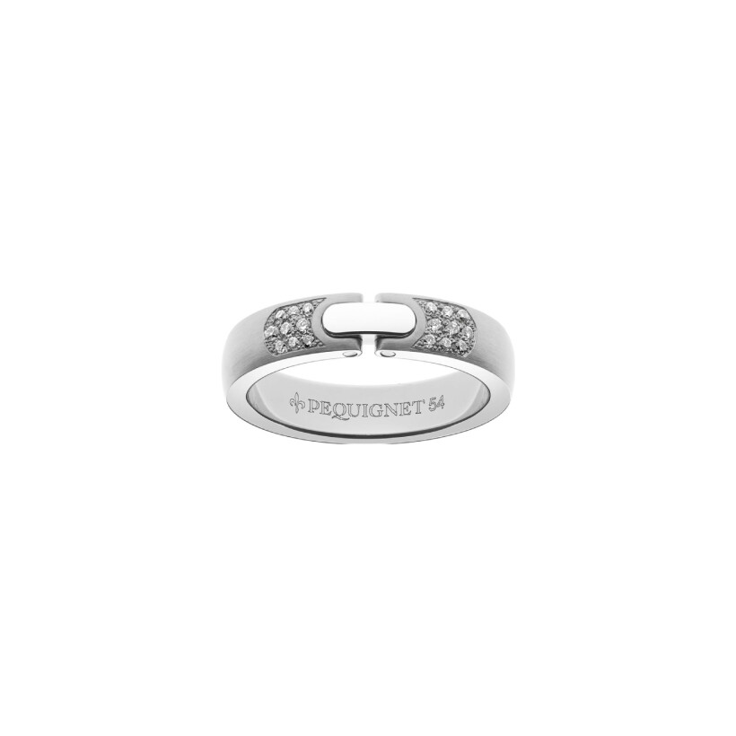 Alliance Pequignet Moorea en acier et diamants, largeur 4.5mm