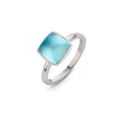 Bague One More Pantelleria en or blanc et topaze swiss blue sur nacre