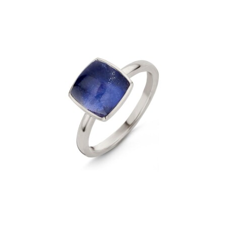 Bague One More Pantelleria en or blanc, quartz et sodalite 