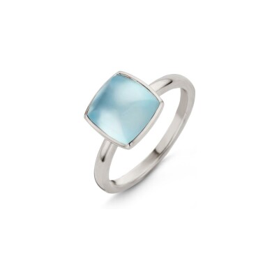 Bague One More Pantelleria en or blanc et topaze sky blue sur nacre