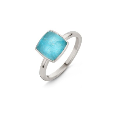 Bague One More Pantelleria en or blanc, quartz et amazonite 